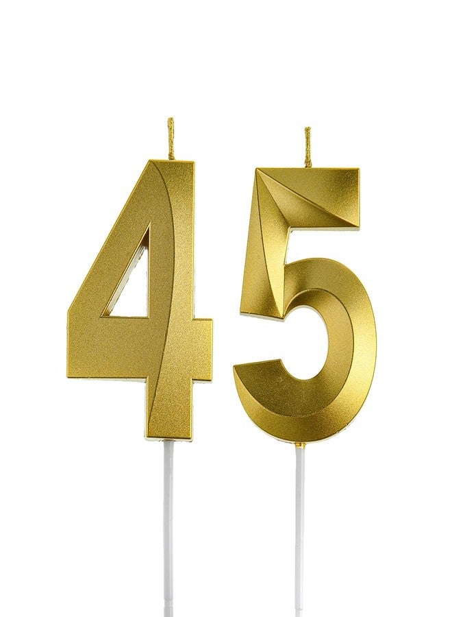 Qj-solar شموع ذهبية لعيد الميلاد 45 و 54، زينة كعكة عيد الميلاد 45 و 54، شموع كعكة عيد الميلاد 45 للرجال أو النساء - Image 1